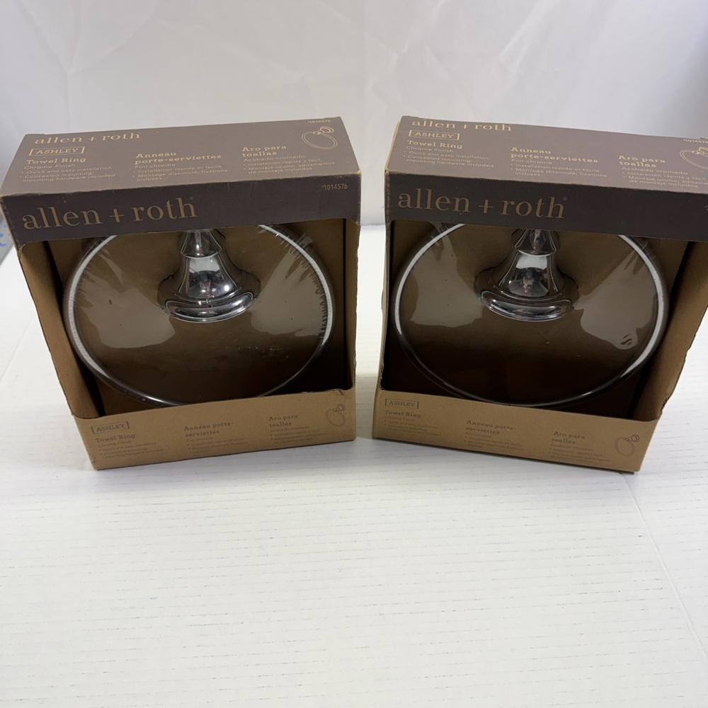 Set of 2 allen + roth Ashley Towel Ring - Chrome Finish - New Sealed in box